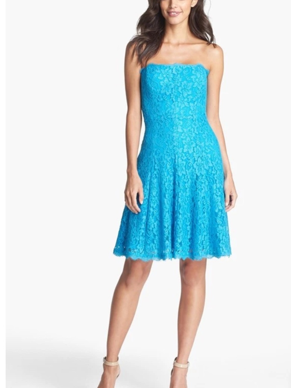Adrianna Papel Pacific Blue Lace Flare Swing Skirt Party Dress 8P
Optional Strap